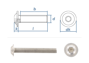 M8 x 20mm Linsenflachkopfschraube m. Flansch TX ISO7380-2 Edelstahl A2 (10 Stk.)
