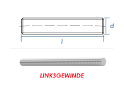 ***RESTPOSTEN*** M20 x 1000mm Gewindestange LINKS DIN975...