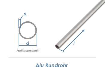8 x 1mm / 1000mm Alu Rundrohr silberfarbig eloxiert  (1 Stk.)