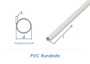 12 x 1mm / 1000mm PVC Rundrohr weiß  (1 Stk.)