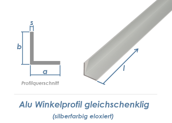 20 x 20 x 1,5mm / 1000mm Alu Winkelprofil silberfarbig eloxiert  (1 Stk.)