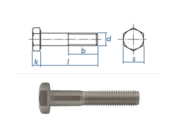 M6 x 30mm Sechskantschrauben DIN931 Teilgewinde Edelstahl A2 (10 Stk.)
