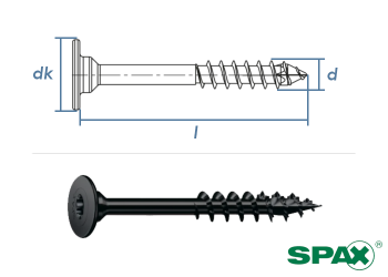4 x 30mm SPAX Korpusverbinderschraube T-STAR plus BLAX verzinkt schwarz (10 Stk.)