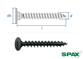 4 x 20mm SPAX Rückwandschraube T-STAR plus Stahl BLAX verzinkt schwarz (10 Stk.)