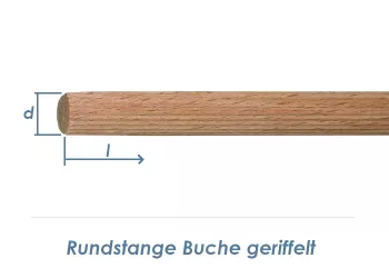 10 x 1000mm  Rundstange Buche geriffelt (1 Stk.)