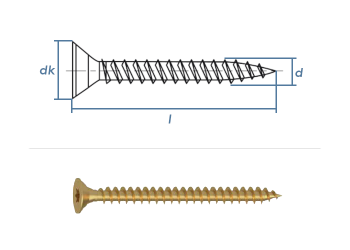 6 x 60mm Spanplattenschrauben VG TX Stahl gelb verzinkt (10 Stk.)