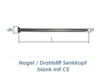 6,5 x 180mm Drahtstifte Flachkopf EN10230 blank (1kg = ca. 21Stk.)
