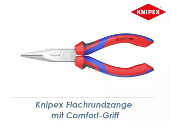 160mm KNIPEX Flachrundzange inkl. Schneide mit Comfort-Griff (1 Stk.)