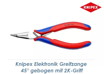 145mm KNIPEX Elektronik Greifzange 45° gebogen mit 2K-Griff (1 Stk.)