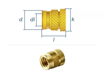 M2 x 4mm Schmelzeinsatz Sonic-Lok SL Messing (1 Stk.)