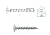 3,5 x 20mm Rückwandschrauben PZ2 Stahl verzinkt (100...