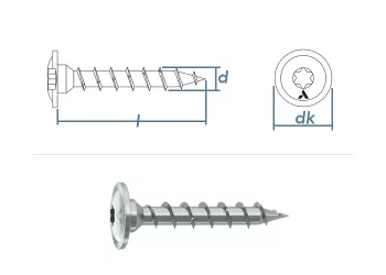 8 x 40mm Konstruktionsschrauben TX mit Tellerkopf verzinkt (1 Stk.)