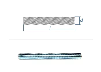M10 x 250mm Gewindebolzen DIN976 Stahl verzinkt FKL 4.8 (1 Stk.)