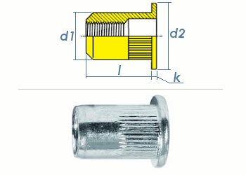 M6 x 8,9 x 18mm Blindnietmutter Flachkopf Stahl verzinkt (10 Stk.)