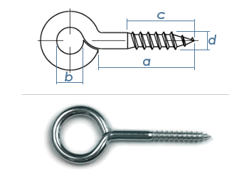 3,8 x 25mm Ringschrauben verzinkt mit Holzgewinde (10 Stk.)