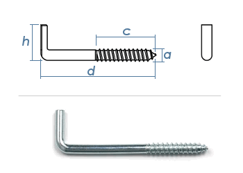 50 x 3,8mm Schraubhaken gerade, verzinkt mit Holzgewinde (10 Stk.)