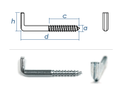 40 x 5,2mm Winkelschraubhaken mit Schlitz, verzinkt mit...