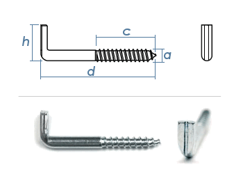 65 x 5,8mm Winkelschraubhaken mit Schlitz, verzinkt mit Holzgewinde (1 Stk.)