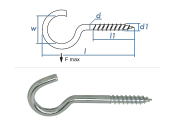 60mm Schraubhaken gebogen verzinkt mit Holzgewinde -...