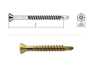 3,2 x 30mm Zierkopfschrauben TX gelb verzinkt  (10 Stk.)