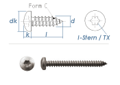 2,9 x 6,5mm Blechschrauben Linsenkopf TX verzinkt  DIN7981-C  (100 Stk.)