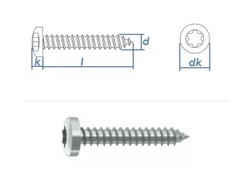 3,5 x 16mm Blechschrauben Linsenkopf TX verzinkt  DIN7981-C  (100 Stk.)