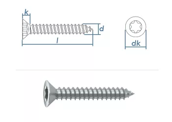 3,5 x 22mm Blechschrauben Senkkopf TX verzinkt  DIN7982-C  (100 Stk.)