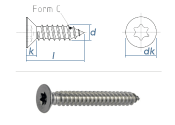 3,9 x 9,5mm Blechschrauben Senkkopf TX verzinkt  DIN7982-C  (100 Stk.)