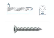 4,8 x 16mm Blechschrauben Senkkopf TX verzinkt  DIN7982-C...