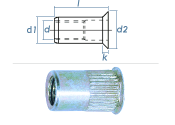 M3 x 4,9 x 10mm Blindnietmutter Mini-Senkkopf Stahl...