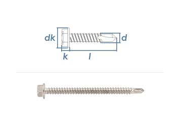 4,2 x 38mm Bohrschrauben Sechskantkopf DIN7504 Edelstahl A2 (10 Stk.)