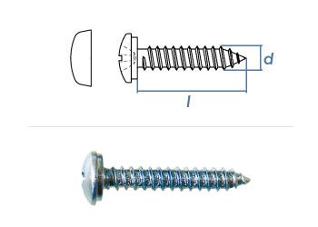 3,9 x 45mm Kappenschrauben PH Stahl verzinkt ~DIN7981 (100 Stk.)