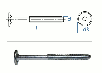 Typ RFL mit 4mm Innensechskant 80 Stk Hülsenmuttern  M6x15 Stahl vernickelt 