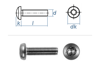 M3 x 12mm Linsenkopfschrauben TX DIN7985 Edelstahl A2  (100 Stk.)
