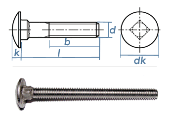 M8 x 40mm Torbandschrauben DIN603 Edelstahl A2 (1 Stk.)