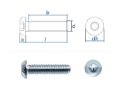 M6 x 20mm Linsenflachkopfschraube TX ISO7380-1 Stahl...