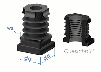 20 x 20mm / M10 / WS:1,5-2mm Gewindestopfen PA schwarz (1 Stk.)