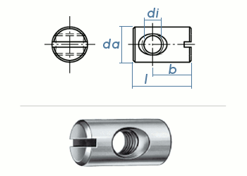 M6 x 14 x 9mm Quergewindemutter asymetrisch Stahl verzinkt (10 Stk.)