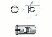 M6 x 14 x 9mm Quergewindemutter asymetrisch Stahl...