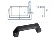 136 x 25 x 42mm verstärkter PA Kunststoffgriff  Form...
