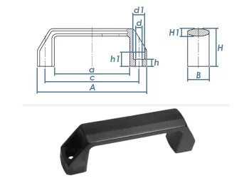 136 x 25 x 42mm verstärkter PA Kunststoffgriff  Form B  (1 Stk.)