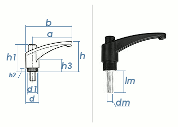 M8 x 30mm Klemmhebel Serie 65 mit Gewindebolzen (1 Stk.)