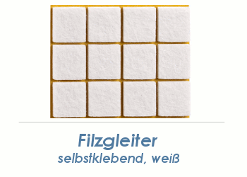 34 x 34mm Filzgleiter weiss selbstklebend  (1 Karte zu 12 Stk.)