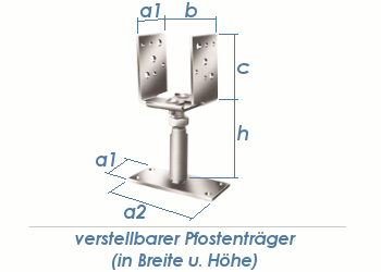60-140mm Pfostenträger Breite u.Höhe verstellbar (1 Stk.)
