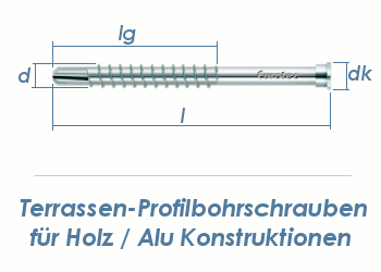 5,5 x 61mm Profilbohrschrauben C1 für Holz / Alu Konstruktionen (10 Stk.)