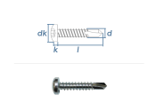 6,3 x 19mm Bohrschrauben Linsenkopf TX DIN7504 Stahl...