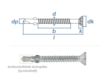 5,5 x 85mm Bi-Metall Flügelbohrschrauben Senkkopf TX Edelstahl/CV (1 Stk.)