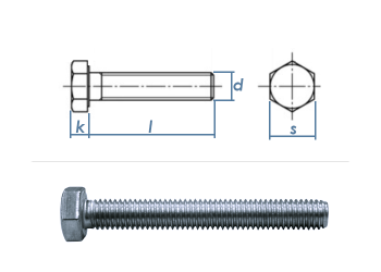 M24 x 140mm Sechskantschrauben DIN933 Vollgewinde Stahl verzinkt FKL 8.8 (1 Stk.)