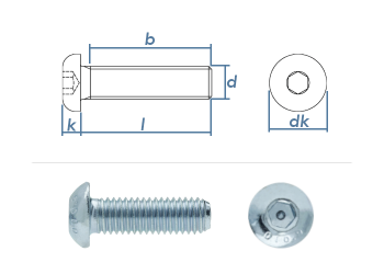 M8 x 10mm Linsenflachkopfschraube ISK ISO7380-1 Stahl verzinkt FKL10.9 (10 Stk.)