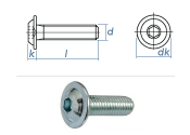 M8 x 60mm Linsenflachkopfschraube m. Flansch ISK ISO7380-2 Stahl verzinkt FKL10.9 (1 Stk.)